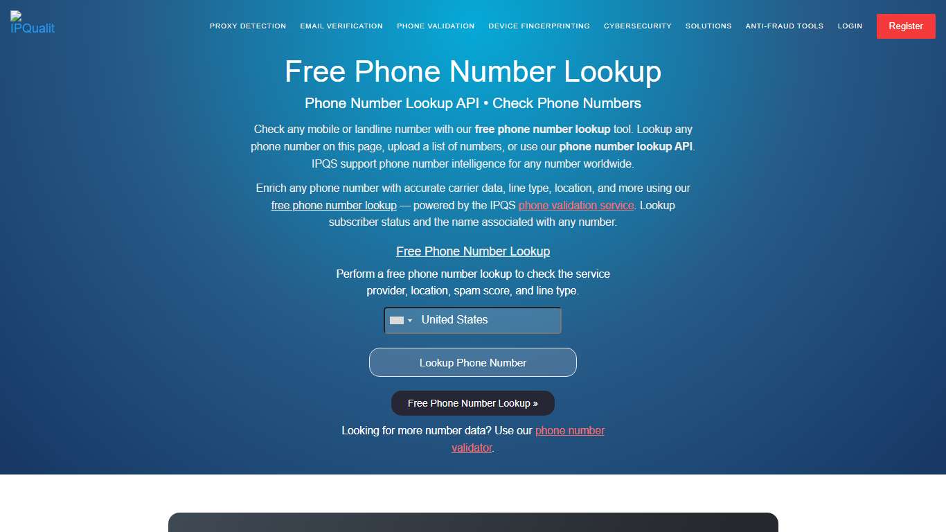 Free Phone Number Lookup Tool Phone Number Lookup API
